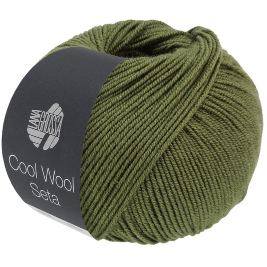Lana Grossa COOL WOOL SETA 0006, Farbe Moosgrün