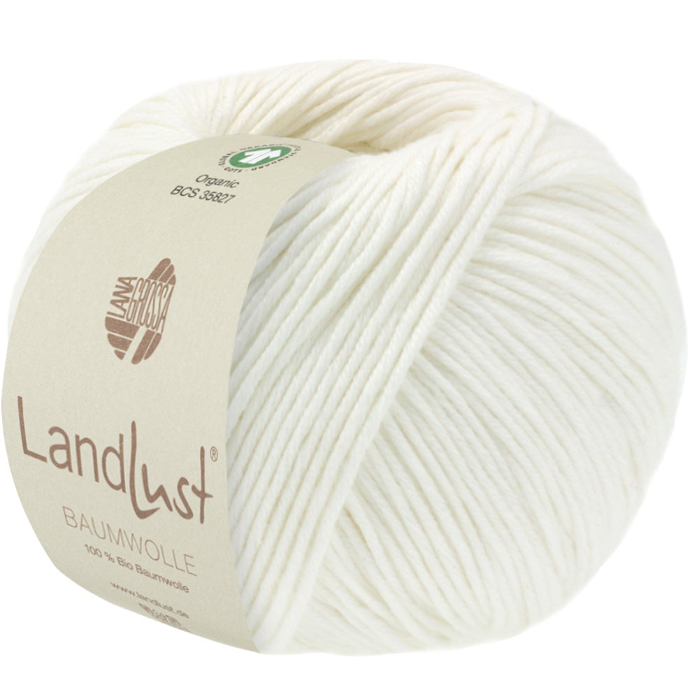 LANDLUST BAUMWOLLE GOTS 0004 von Lana Grossa - Farbe Weiß bei knitkiste.de