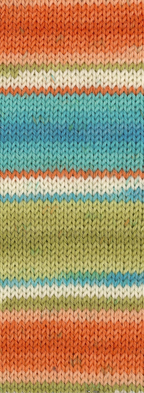LANDLUST DIE SOCKENWOLLE 0117 von Lana Grossa - Farbe Lindgrün/Petrol/Ecru/Lachs/Apricot/Türkis Gestreift bei knitkiste.de
