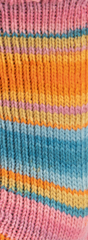 LANDLUST DIE SOCKENWOLLE 0129 von Lana Grossa - Farbe Rosa/Altrosa/Erika/Grüngelb/Gelb/Orange/Mint/;Seegrün Gestreift bei knitkiste.de